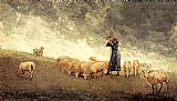 Shepherdess Tending Sheep by Winslow Homer